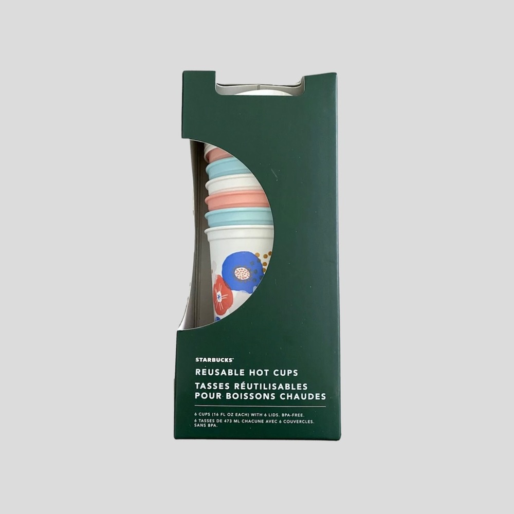 2019 set of 6 Starbucks Easter Hot Cups 16fl oz Cups and Lids NIB